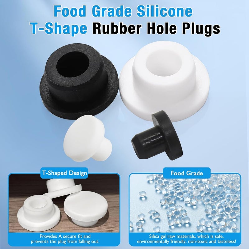 BOPOREAE 2 Pcs 77 mm/3 in Silicone Rubber Plug for 77-78.6mm Small Round Holes, Waterproof T Type Rubber Stoppers, Soft Flexible Bottle Seal Plugs Tube Pipe End Caps Inserts Bathtub Jet Cover, Black - Image 2